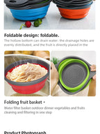 Collapsible Silicone Colander – Foldable Strainer for Kitchen Fruit Washing