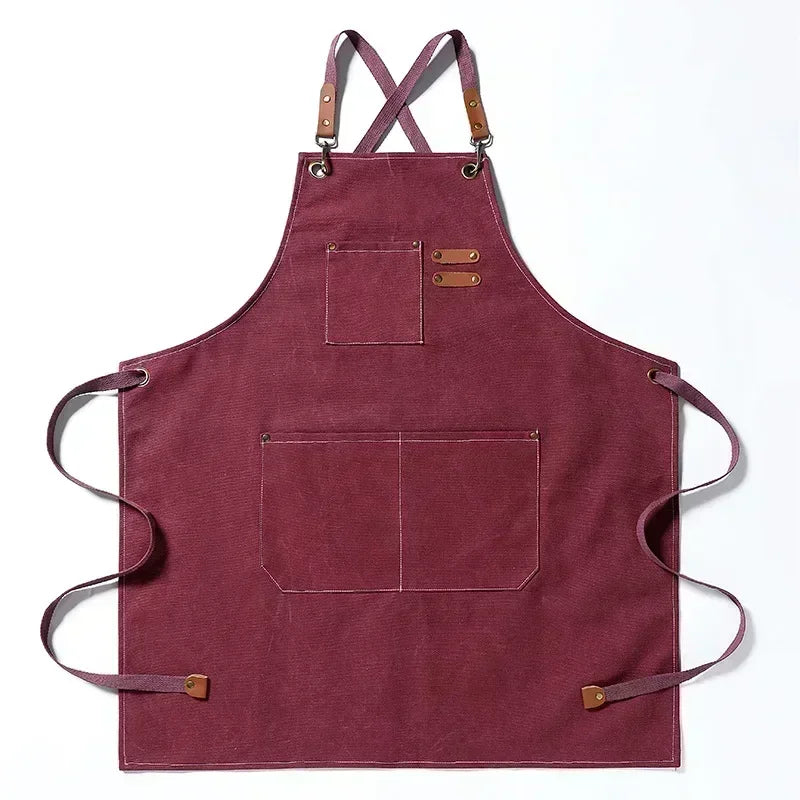 Canvas Chef Apron – Professional Kitchen Bib for BBQ and Salon Use