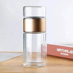 Borosilicate Glass Tea Infuser – Double Layer Bottle for Office and Travel