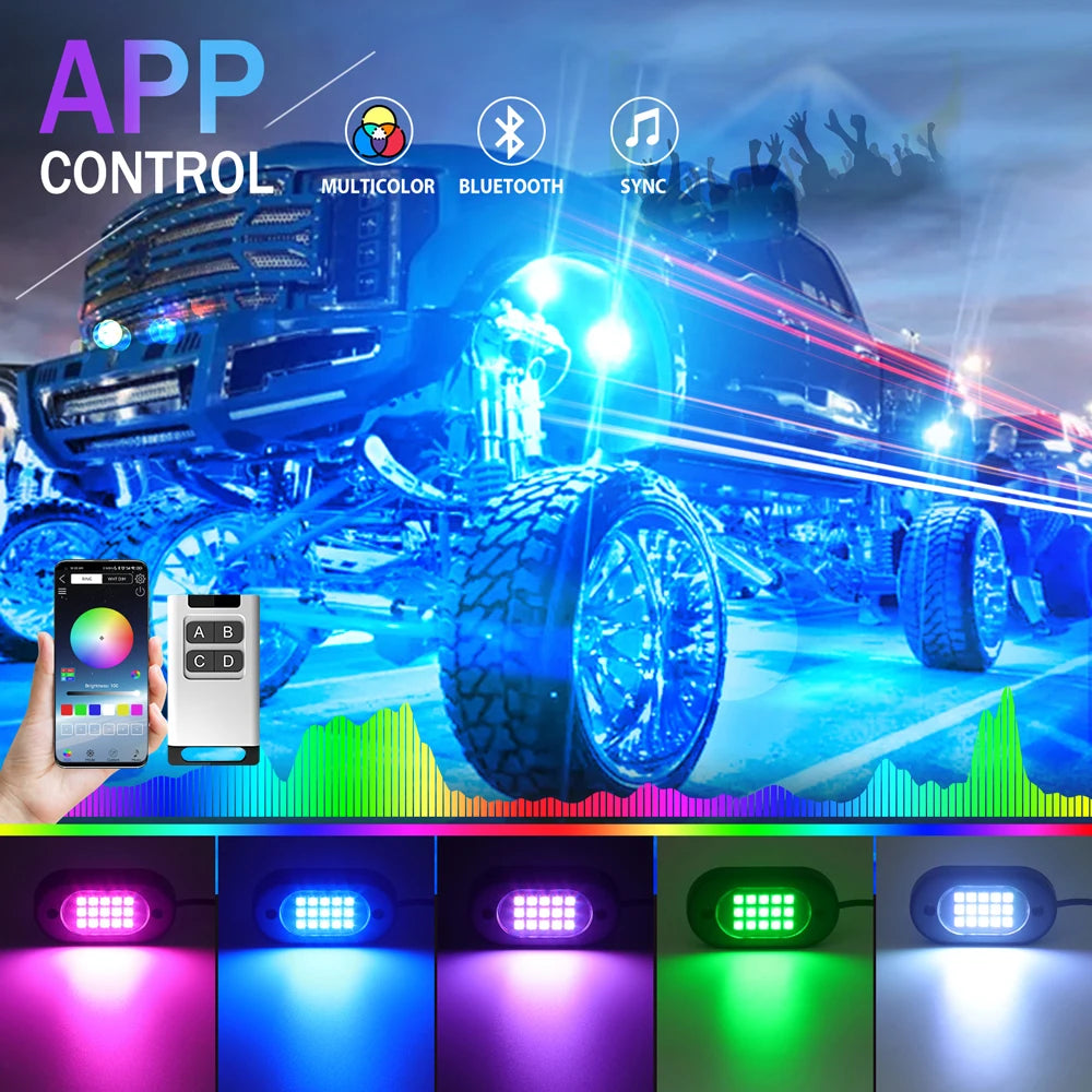 RGB LED Underglow Chassis Lights – Waterproof Exterior Decoration for Off-Road Trucks