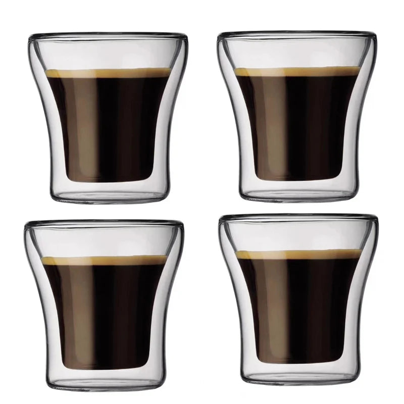 Double-Layer Glass Coffee Mug – Heat Resistant Cup for Espresso and Tea