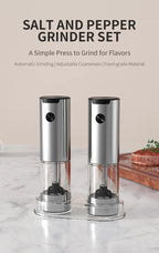 Electric Salt and Pepper Grinder – Adjustable LED Mill for Kitchen Cooking