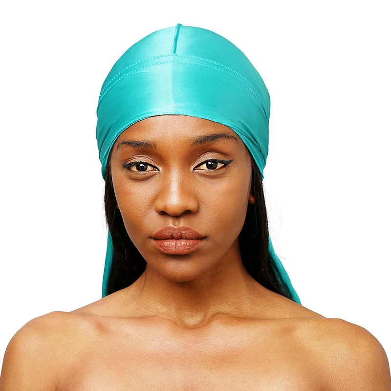 Silky Long Tail Durag – Satin Wave Cap for Men and Women Hair Styling