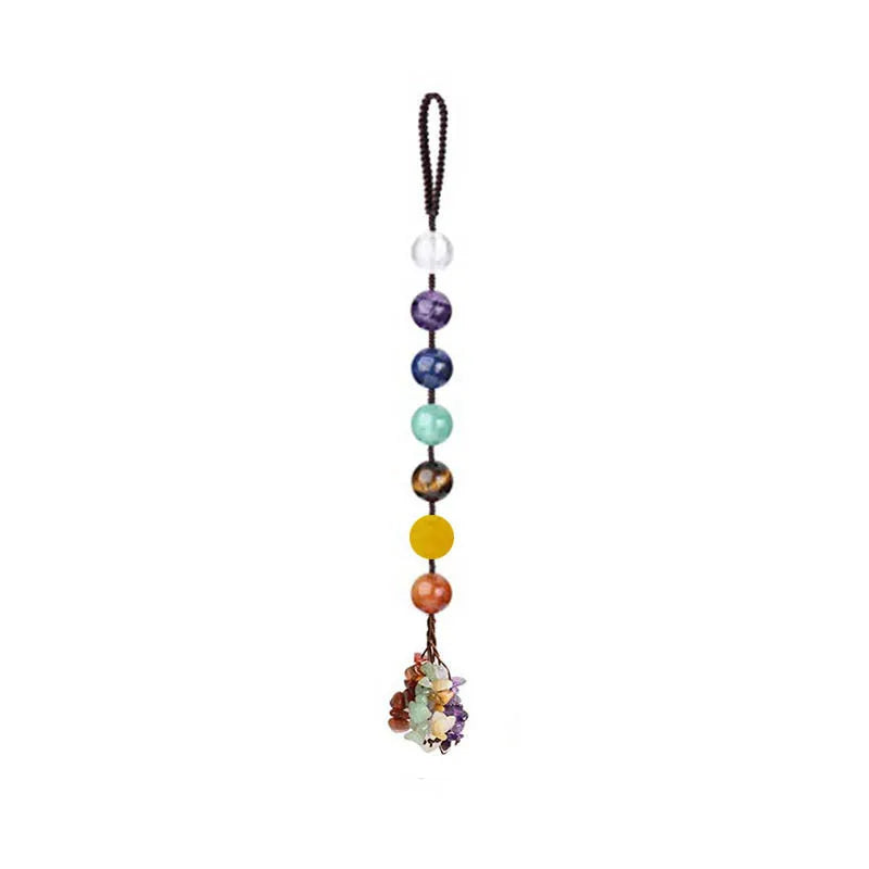 7 Chakras Crystal Hanging Ornament – Natural Stone Decor for Yoga Meditation