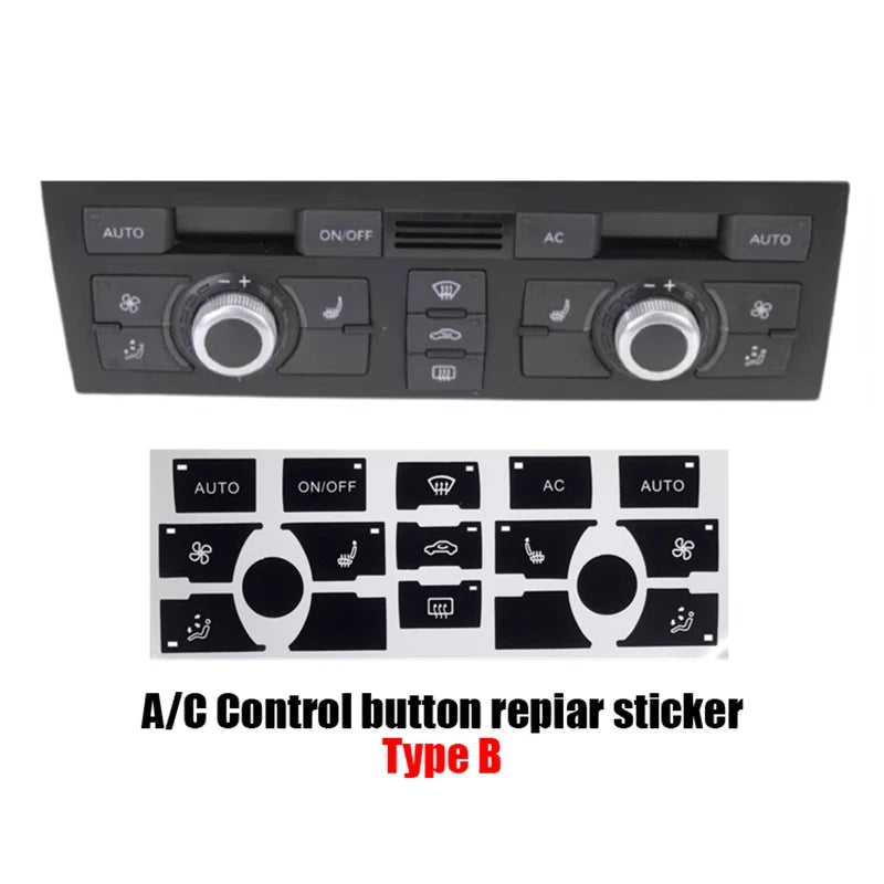 Climate Control Button Decals – Interior Repair Stickers for Audi A6 C6