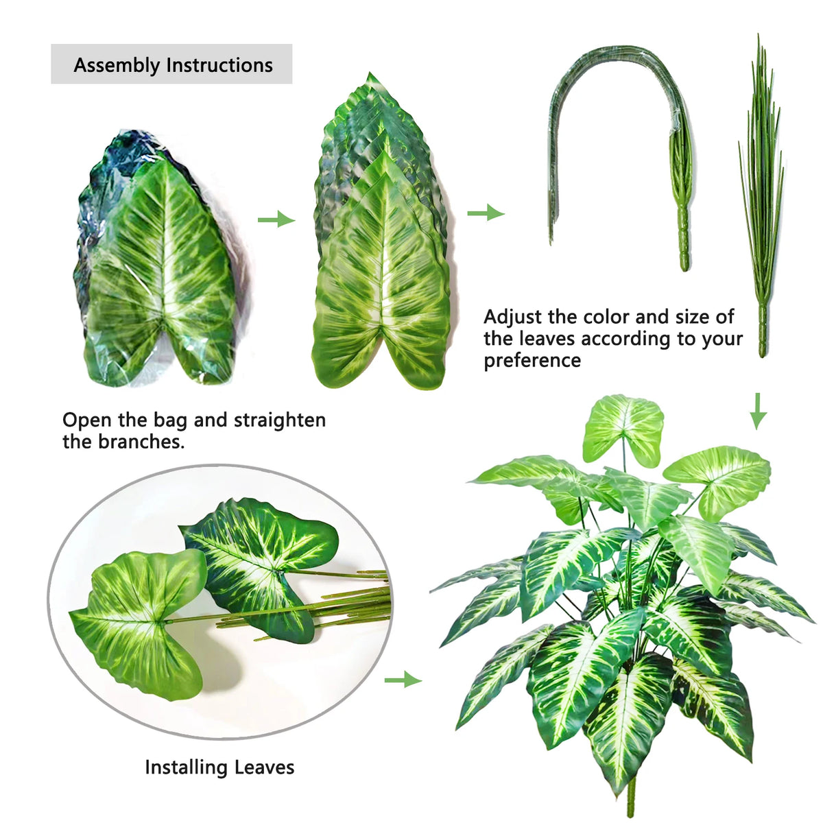 Artificial Tropical Leaf Plant – 60-103cm Potted Faux Greenery for Home Decor