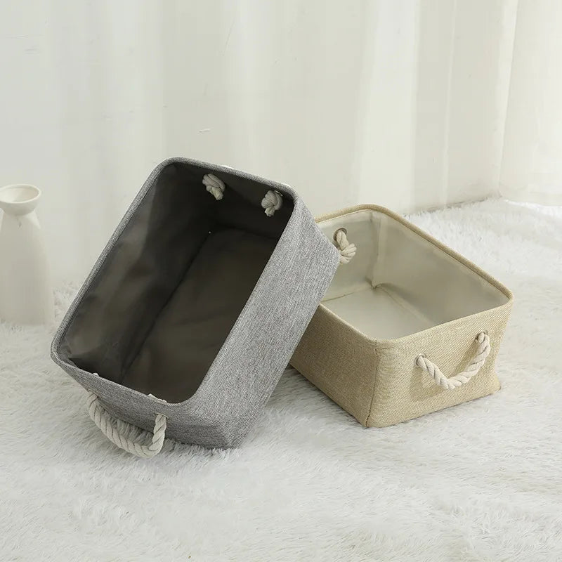 Folding Linen Storage Basket – Fabric Organizer for Wardrobe and Laundry