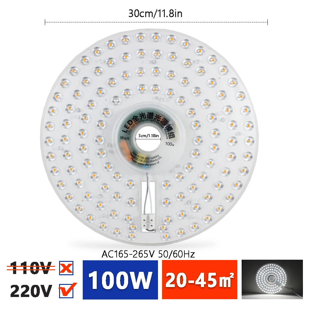 Round LED Ceiling Light Panel – Replacement Module for Home Lighting