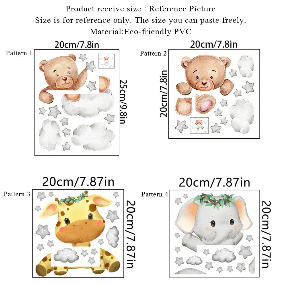 Animal Wall Decals – Self-Adhesive Nursery Stickers for Kids Bedroom Decor