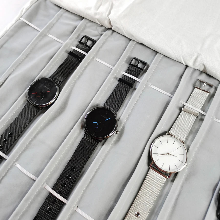 Velvet Watch Roll Bag – Portable Jewelry Organizer for Travel Storage