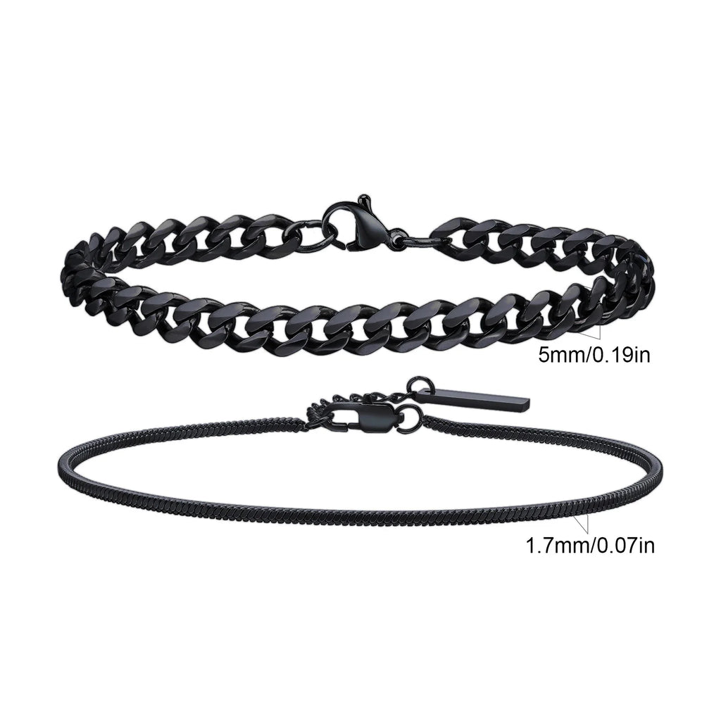 Stainless Steel Chain Bracelet – Men’s Trendy Cuban Link Wristband for Jewelry