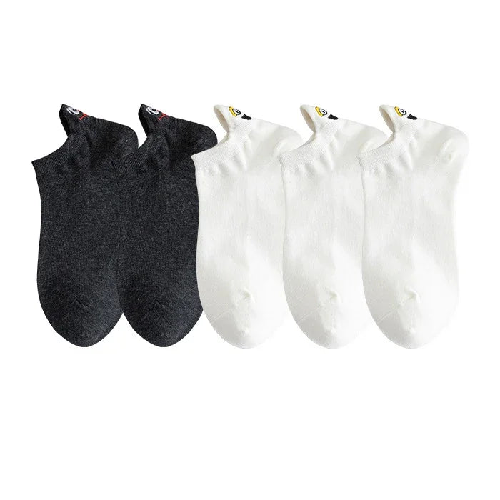 Embroidered Expression Ankle Socks – Kawaii Cotton Fashion for Casual Wear