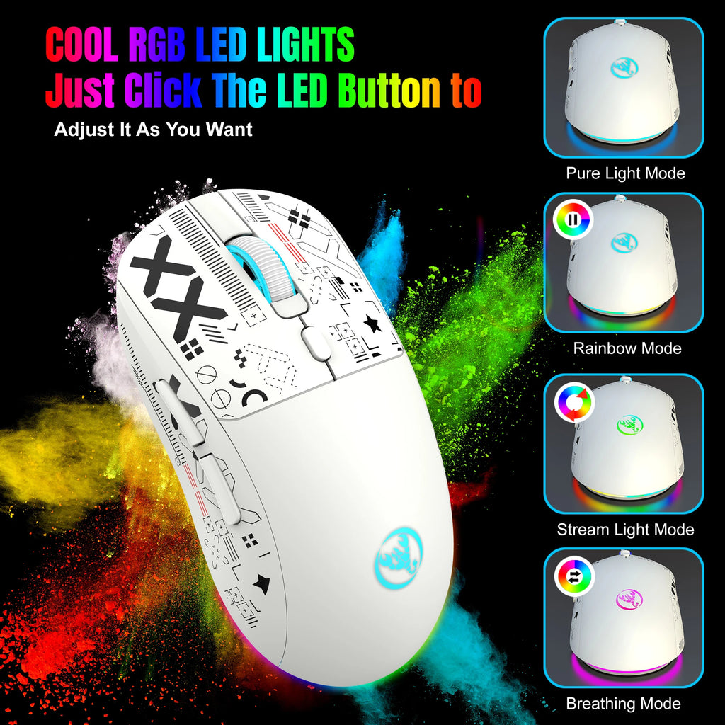 Wireless Gaming Mouse – Rechargeable RGB Ergonomic Silent Optical Mouse for Laptop