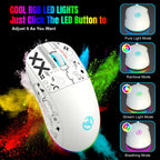 Wireless Gaming Mouse – Rechargeable RGB Ergonomic Silent Optical Mouse for Laptop