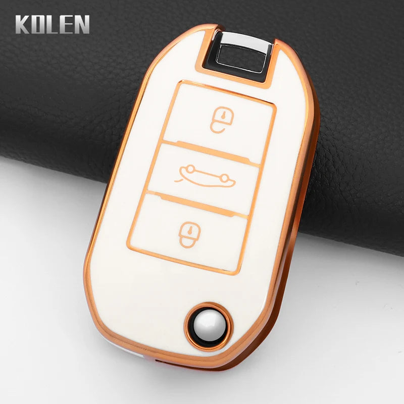 TPU Car Key Case Cover – Protective Keychain for Peugeot and Citroen Models