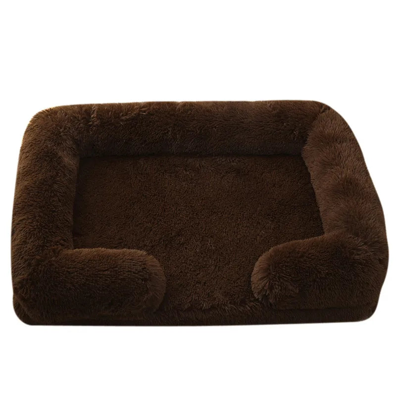 Plush Rectangular Dog Bed – Washable Fluffy Pet Cushion for Small to Large Dogs