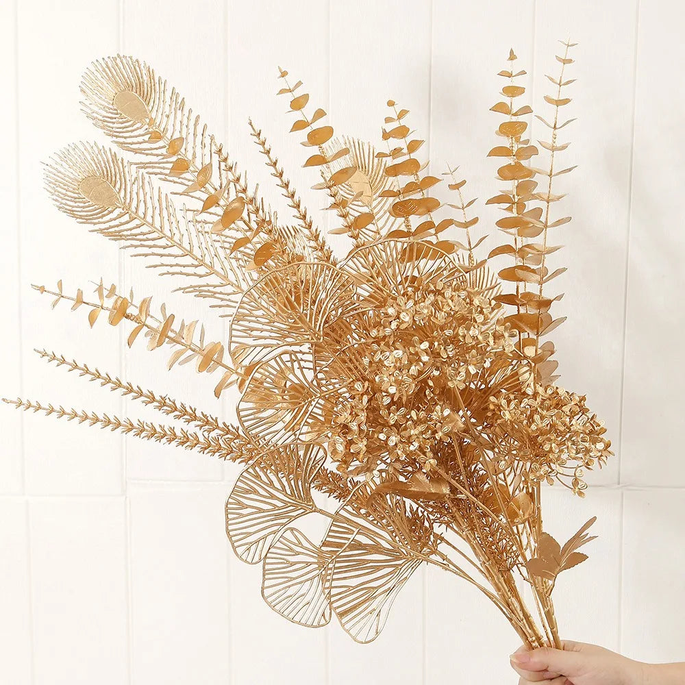 Artificial Gold Berry Bouquet – Floral Branch for Christmas Tree Decoration