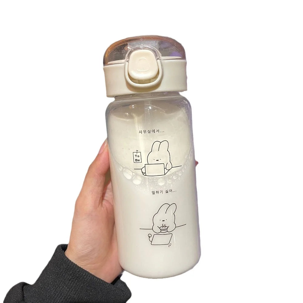 Transparent Sports Water Bottle – Durable Bouncing Straw for Gym and Hiking
