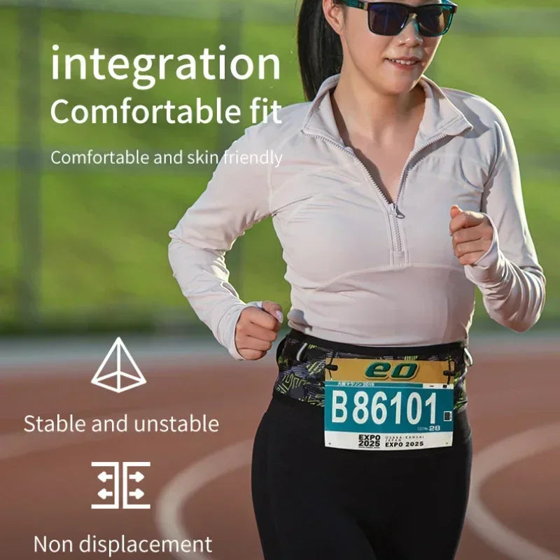 Woven Elastic Sports Waist Belt – Race Number Holder for Triathlon Marathon