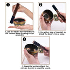 Tibetan Singing Bowl Set – Engraved Lotus for Meditation and Chakra Healing