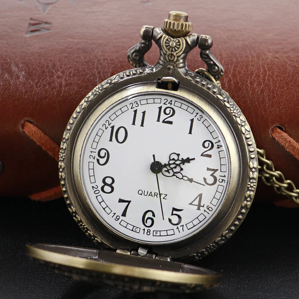 Steampunk Quartz Pocket Watch – Bronze Necklace Pendant for Vintage Cosplay