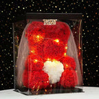 Artificial Rose Teddy Bear – 25cm Flower Gift for Valentines Anniversary