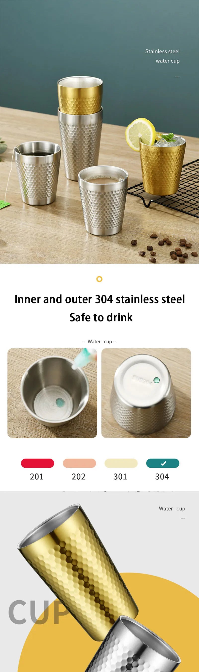 Stainless Steel Diamond Hammer Cup – Insulated Outdoor Camping Drinkware