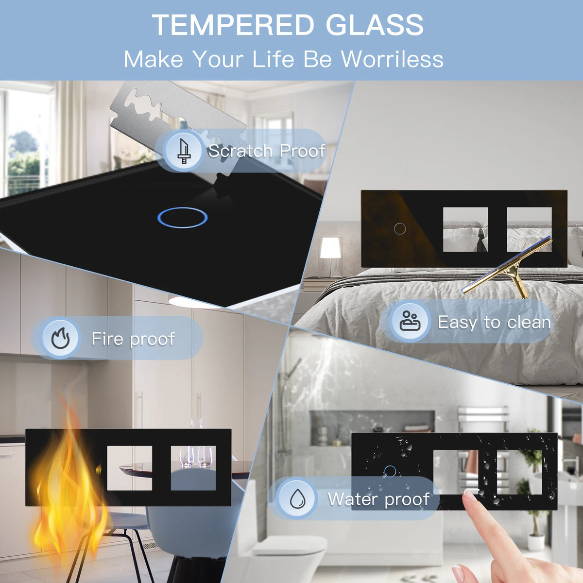 BSEED Touch Light Switch – LED Wall Socket with USB-C for Modern Home Decor