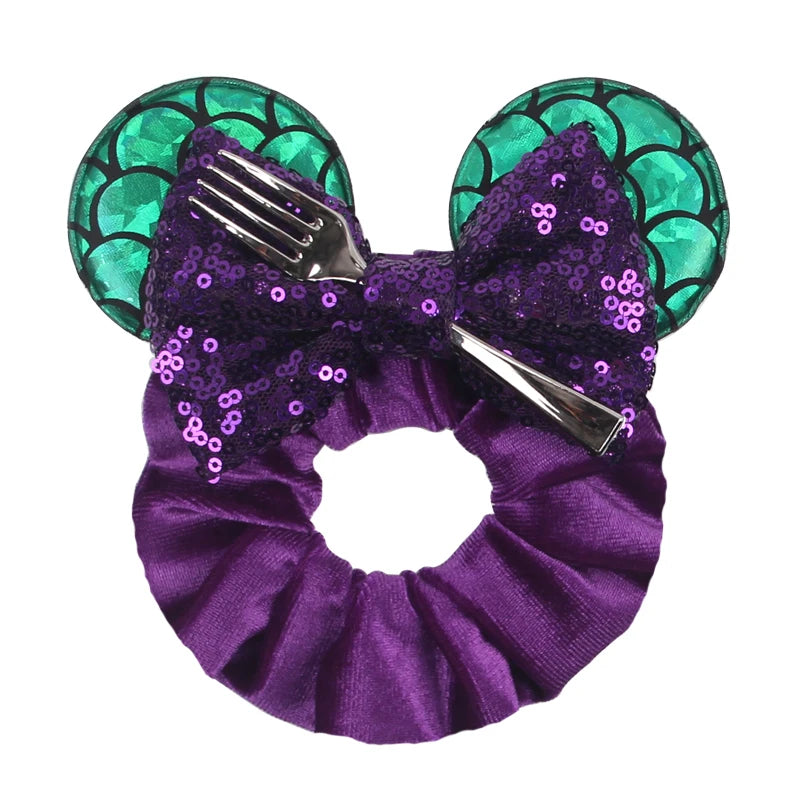 Velvet Sequin Mouse Ear Scrunchies – Elastic Hair Accessories for Kids Party