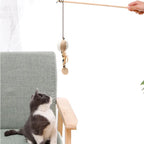 Colorful Feather Wand Toy – Interactive Wooden Rod for Cat Exercise