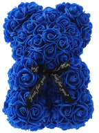 Artificial Rose Teddy Bear – 25cm Flower Figurine for Anniversary Gifts