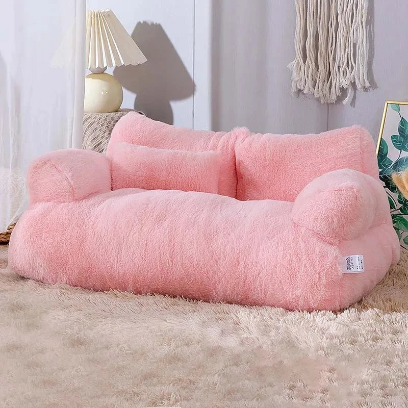 Plush Cat Bed Sofa – Warm Winter Nest for Small Dogs and Cats