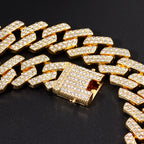 Iced Out Cuban Link Chain – AAA Rhinestone Men's Necklace for Hip Hop Jewelry