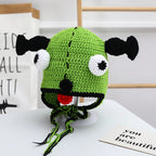Knitted Monster Balaclava – Green Devil Hat for Halloween Cosplay Costume