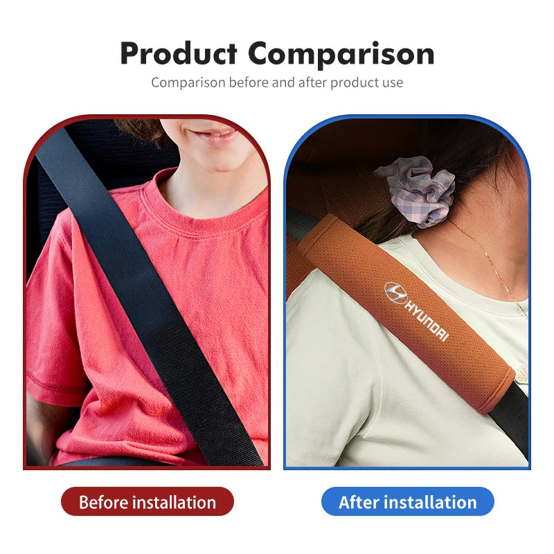 Suede Seat Belt Pads – Shoulder Protection for Hyundai Interior Comfort