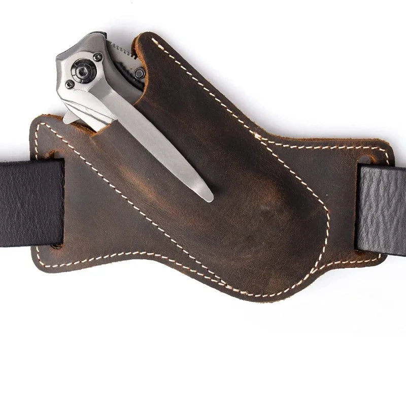 PU Leather Folding Knife Sheath – Anti-Scratch Belt Holder for Camping Tools