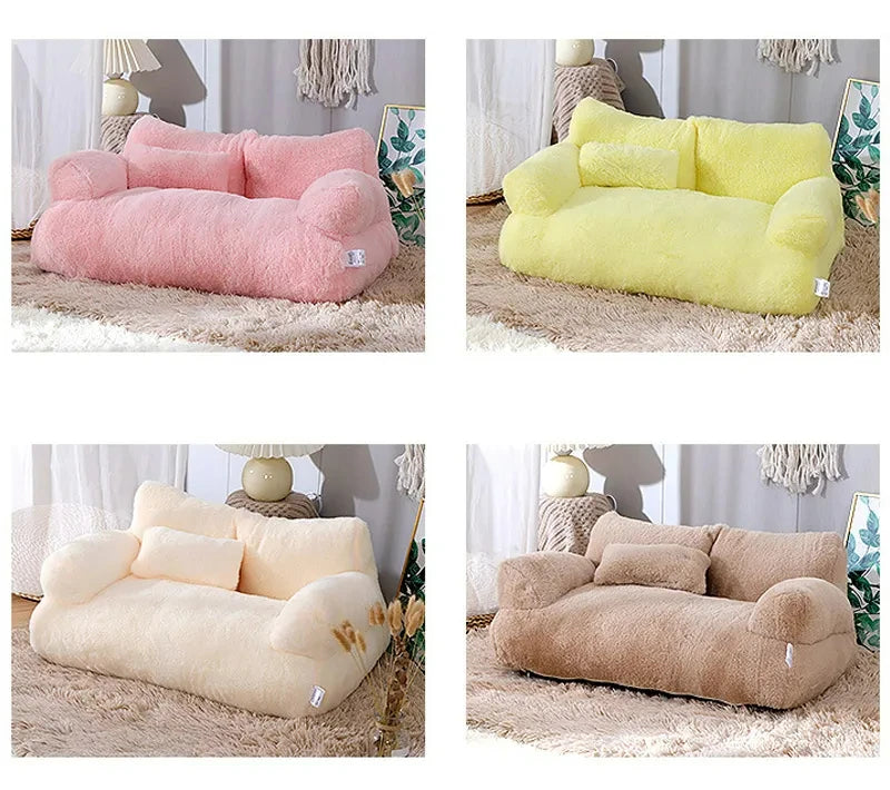 Plush Cat Bed Sofa – Warm Winter Nest for Small Dogs and Cats