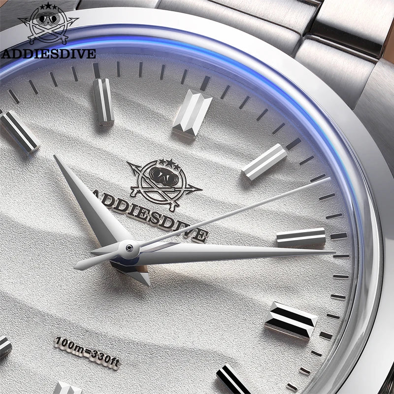 ADDIESDIVE 36mm Quartz Watch – Stainless Steel Sand Dial for Everyday Wear