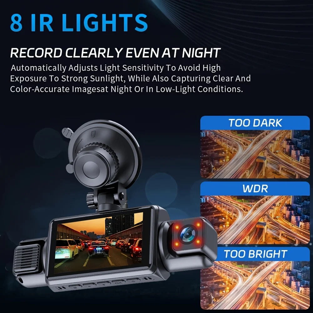 4-Channel Dash Cam – 360° WiFi Video Recorder for 24H Car Parking Surveillance