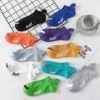 Cartoon Eyes Mesh Ankle Socks – Breathable Embroidered Footwear for Men