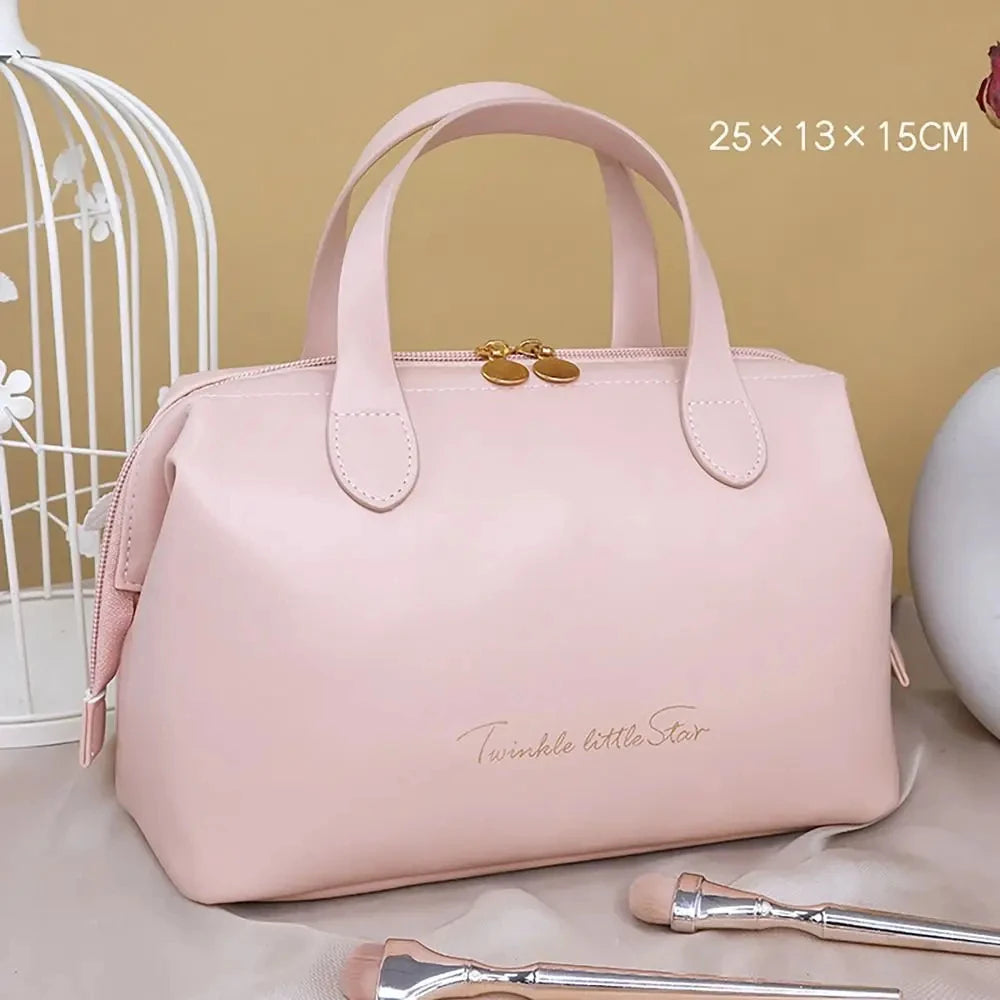 Large PU Travel Cosmetic Bag – Waterproof Toiletry Organizer for Makeup