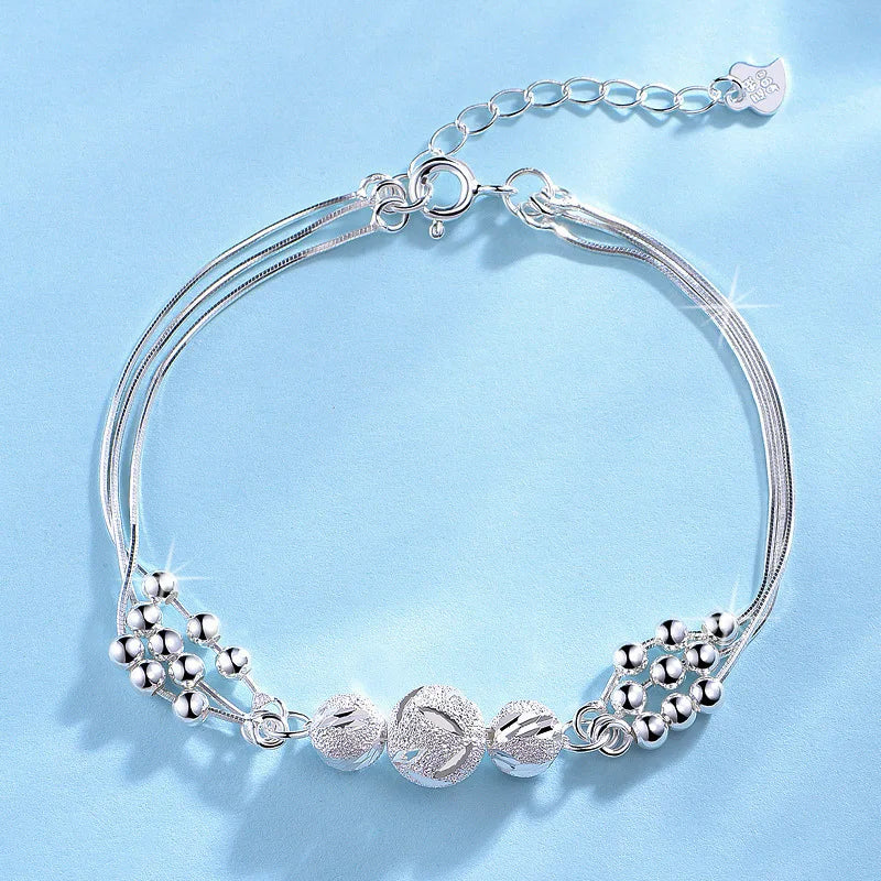 925 Sterling Silver Star Bracelet – Adjustable Double Layer for Party Jewelry