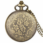 Vintage Hollow Chinese Dragon Pocket Watch – Roman Numeral Necklace Gift