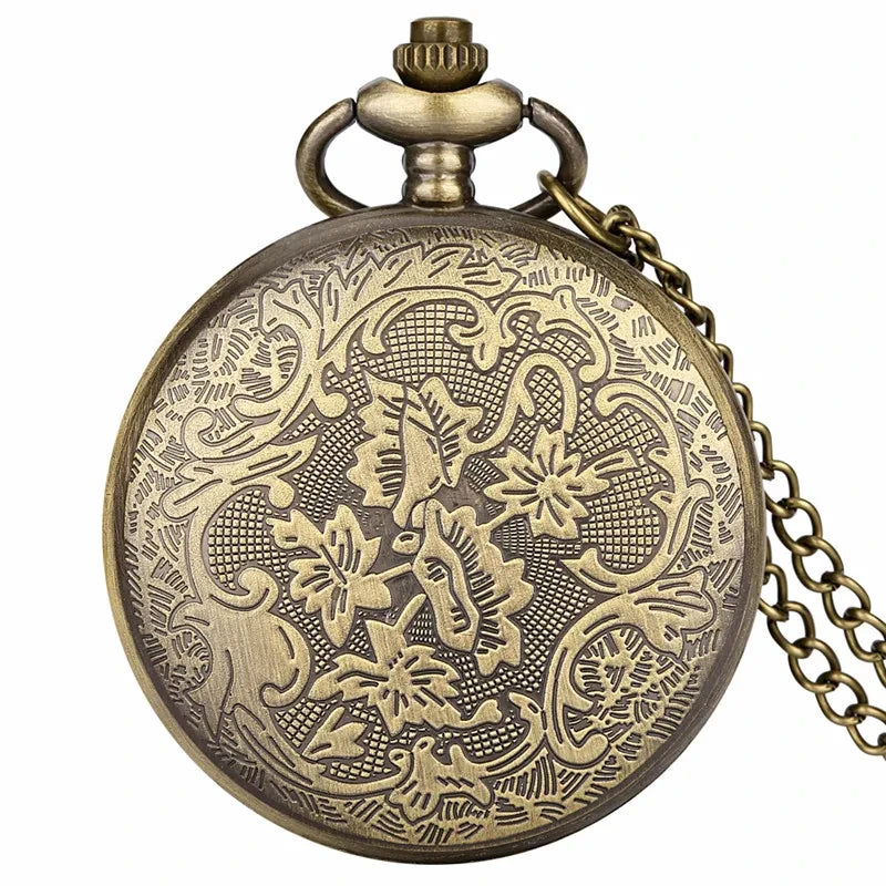 Vintage Hollow Chinese Dragon Pocket Watch – Roman Numeral Necklace Gift
