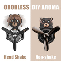 Pilot Bear Car Air Freshener – Cartoon Vent Clip for Interior Decoration