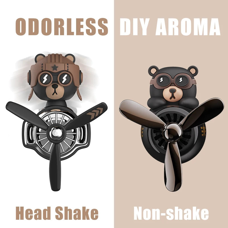 Pilot Bear Car Air Freshener – Cartoon Vent Clip for Interior Decoration