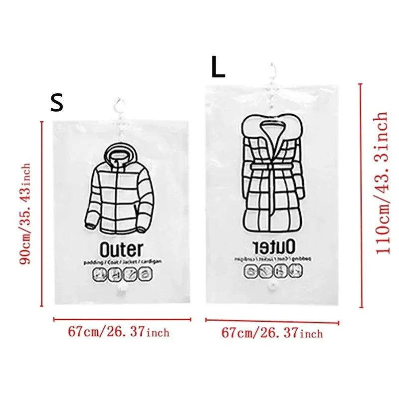 Transparent Vacuum Storage Bags – Compressed Wardrobe Organizer for Clothing