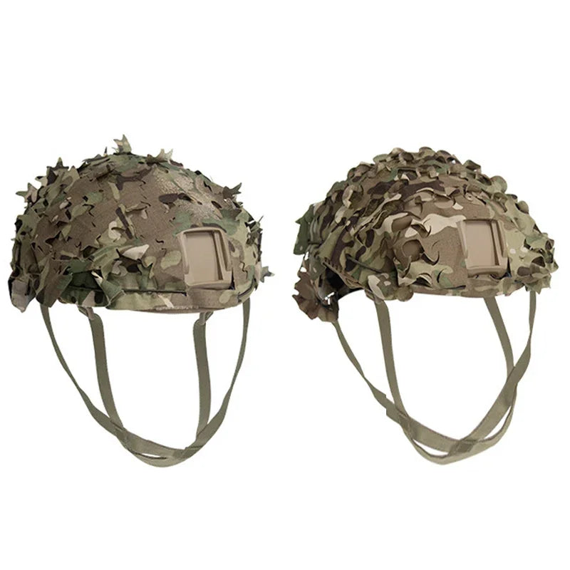 3D Camo Mesh Helmet Cover – Laser Cut Leaf Accessory for Airsoft and Hunting