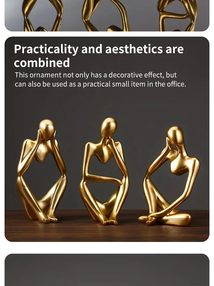 Abstract Figure Sculpture – Minimalist Resin Ornament for Modern Home Decor