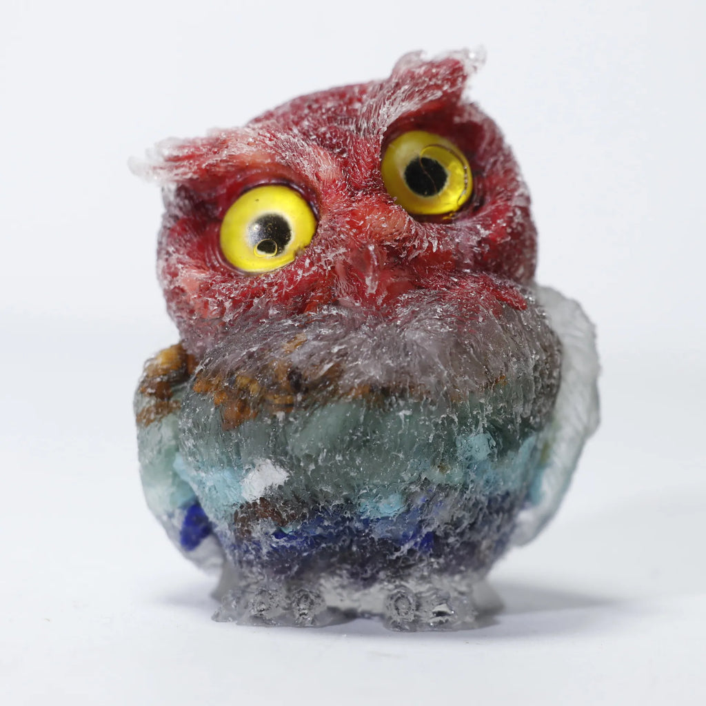 Crystal Owl Ornament – Natural Gemstone Figurine for Home Decor and Aquarium